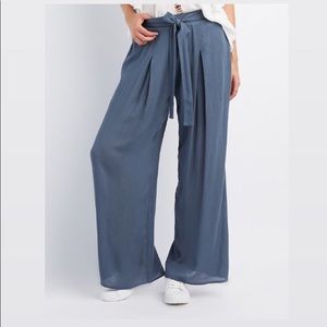 Blue Charlotte Russe Tie-Front Palazzo Flowy Pants